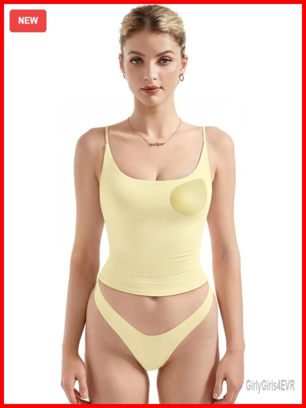 Women's Padded Scoop Neck Tank Top with Built-in Bra, Double Lined, Going Out